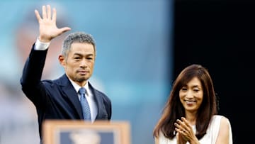 Ichiro Suzuki y su esposa Yumiko Fukushima en un evento de la MLB
