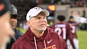 Oct 24, 2025; Blacksburg, Va.; Virginia Tech coach Phillip Montgomery after the game against California.