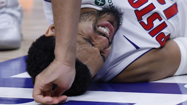 Apr 22, 2026; Detroit, Michigan, USA; Detroit Pistons forward Tobias Harris (12) : Rick Osentoski-Imagn Images