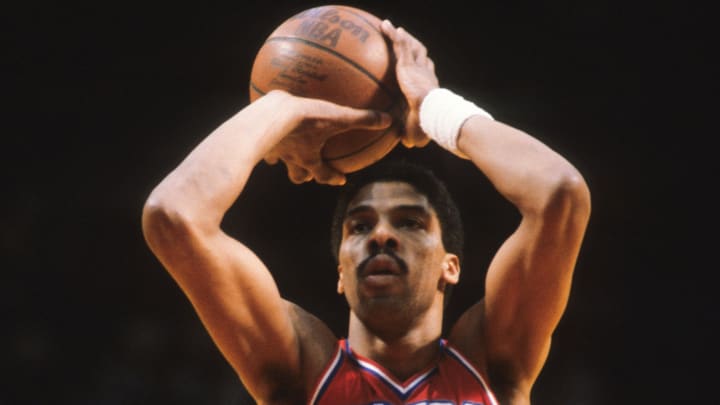 May 1983; Milwaukee, WI, USA; FILE PHOTO; Philadelphia 76ers forward Julius Erving (6) against the Milwaukee Bucks at Mecca Arena. Mandatory Credit: Malcolm Emmons-USA TODAY Network.