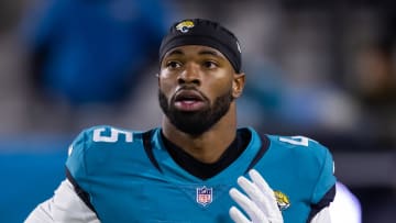 Jan 14, 2023; Jacksonville, Florida, USA; Jacksonville Jaguars linebacker K'Lavon Chaisson (45) at TIAA Bank Field. 