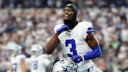 Dallas Cowboys wide receiver George Pickens reacts after a play against the New York Giants at AT&T Stadium. 