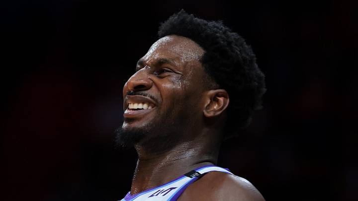 Feb 9, 2026; Miami, Florida, USA; Utah Jazz forward Jaren Jackson Jr. (20) reacts against the Miami Heat during the second quarter at Kaseya Center. Mandatory Credit: Sam Navarro-Imagn Images