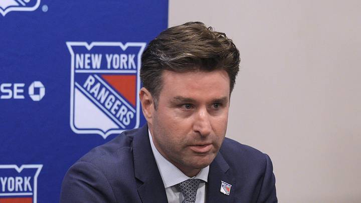 NY Rangers president and general manager Chris Drury speaks during a press conference to introduce new head coach Mike Sullivan at the MSG Training Center in Tarrytown, New York May 8, 2025. NY Rangers president and general manager Chris Drury speaks during a press conference to introduce new head coach Mike Sullivan at the MSG Training Center in Tarrytown, New York May 8, 2025.