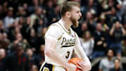 Purdue Boilermakers guard Braden Smith (3) celebrates 