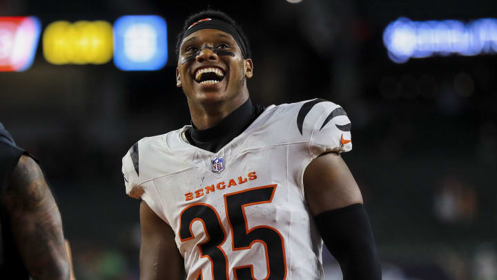 Aug 10, 2024; Cincinnati, Ohio, USA; Cincinnati Bengals cornerback Jalen Davis (35) walks off the field at the end of the game against the Tampa Bay Buccaneers at Paycor Stadium. Mandatory Credit: Katie Stratman-USA TODAY Sports