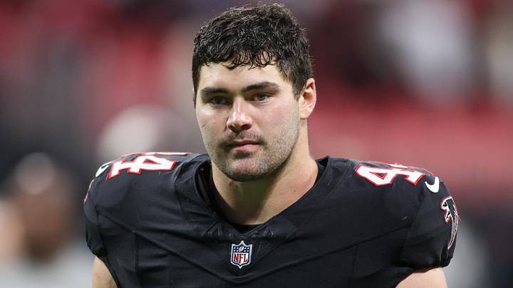Sep 29, 2024; Atlanta, Georgia, USA; Atlanta Falcons linebacker Troy Andersen (44) walks off the field after a game against the New Orleans Saints at Mercedes-Benz Stadium. Mandatory Credit: Brett Davis-Imagn Images
