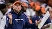 Oct 17, 2024; New Orleans, Louisiana, USA; Denver Broncos head coach Sean Payton reacts during the fourth quarter against the New Orleans Saints at Caesars Superdome.