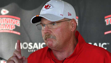 Kansas City Chiefs head coach Andy Reid speaks to the media after training camp at Missouri Western State University.