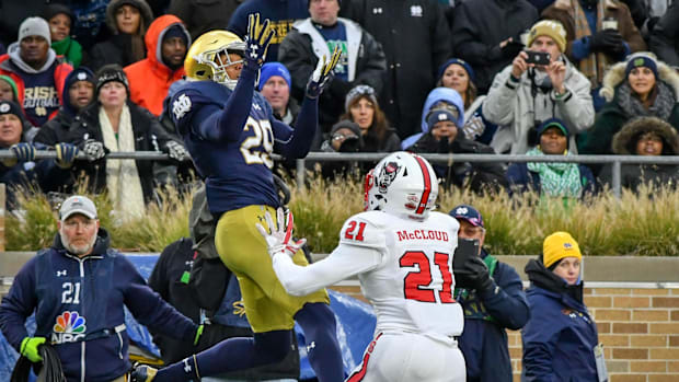 Notre Dame and North Carolina State battle in the 2017 contest in South Ben