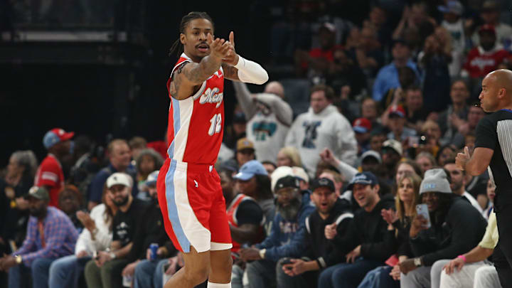 Morant appeared to make a finger gun motion towards Draymond Green in the final seconds of the Grizzlies' loss to the Warriors Morant appeared to make a finger gun motion towards Draymond Green in the final seconds of the Grizzlies' loss to the Warriors