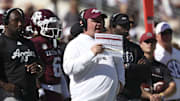 Texas A&M Aggies head coach Mike Elko reacts on the sideline during the second quarter against the South Carolina Gamecocks