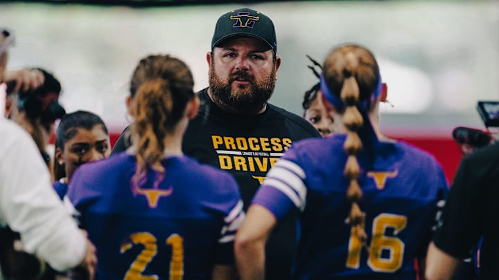 Lennard girls flag football head coach Travis Combs Lennard girls flag football head coach Travis Combs