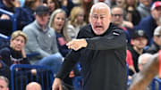 Jan 28, 2025; Spokane, Washington, USA; Oregon State Beavers head coach Wayne Tinkle directs his team during a game against the Gonzaga Bulldogs in the first half at McCarthey Athletic Center. Mandatory Credit: James Snook-Imagn Images