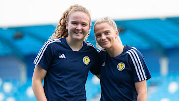 McAuley with teammate Brogan Hay on Scotland duty