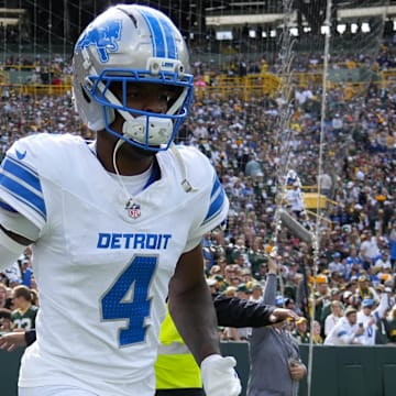 Detroit Lions cornerback D.J. Reed (4) prior to the game against the Green Bay Packers at Lambeau Field