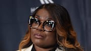 SHERYL SWOOPES wearing her Houston Sports Hall of Fame jacket on April 20, 2022.