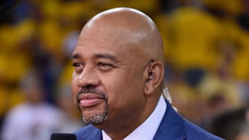 Jun 7, 2015; Oakland, CA, USA; ESPN personality Michael Wilbon before game two of the NBA Finals between the Golden State Warriors and the Cleveland Cavaliers at Oracle Arena. 