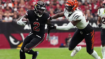 Arizona Cardinals receiver Marquise Brown (2) tries to get past Cincinnati Bengals safety Jordan