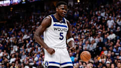 Anthony Edwards hit an iconic Michael Jordan pose during the Timberwolves' Game 2 win over the Nuggets. 