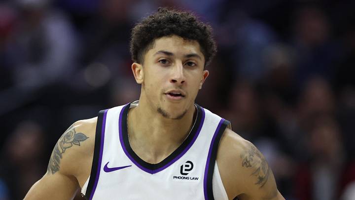 Jan 29, 2026; Philadelphia, Pennsylvania, USA; Sacramento Kings guard Nique Clifford (5) dribbles the ball against the Philadelphia 76ers during the first quarter at Xfinity Mobile Arena. Mandatory Credit: Bill Streicher-Imagn Images