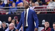 Mar 2, 2024; Chestnut Hill, Massachusetts, USA; Boston College Eagles head coach Earl Grant reacts to game action against the Pittsburgh Panthers during the second half at Conte Forum. Mandatory Credit: Eric Canha-Imagn Images