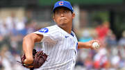 Aug 16, 2025; Chicago, Illinois, USA; Chicago Cubs starting pitcher Shota Imanaga (18) pitches during the first inning against the Pittsburgh Pirates at Wrigley Field. Mandatory Credit: Patrick Gorski-Imagn Images