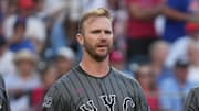 Sep 21, 2024; New York City, New York, USA;  New York Mets first baseman Pete Alonso (20) walks to first after being hit by a pitch during the game against the Philadelphia Phillies at Citi Field. Mandatory Credit: Lucas Boland-Imagn Images