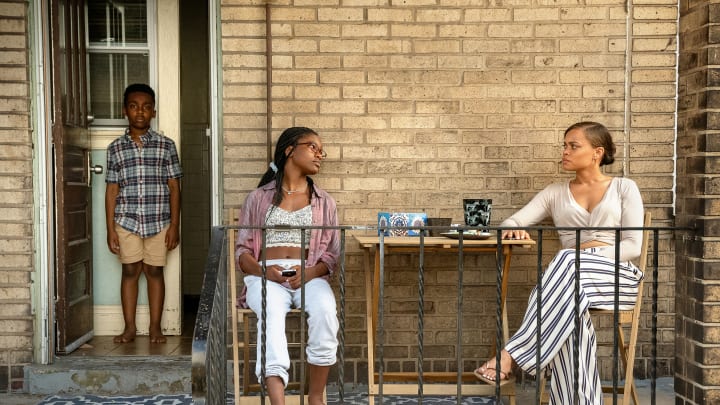 The Deliverance. (L to R) Anthony B. Jenkins as Andre, Demi Singleton as Shante and Andra Day as Ebony in The Deliverance. Cr. Aaron Ricketts/Netflix © 2024