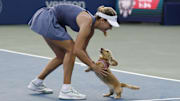 Anna Kalinskaya's pup is her biggest supporter