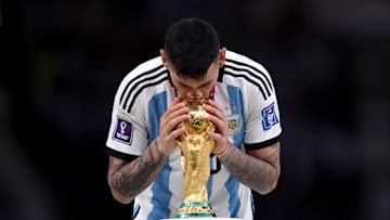 Cristian Romero celebrates winning the World Cup 