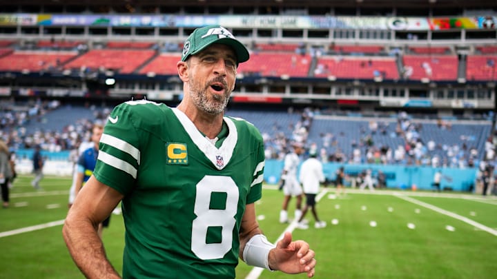 New York Jets quarterback Aaron Rodgers 