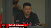 Kansas City Chiefs quarterback Patrick Mahomes attends the WCWS to cheer on Texas Tech.