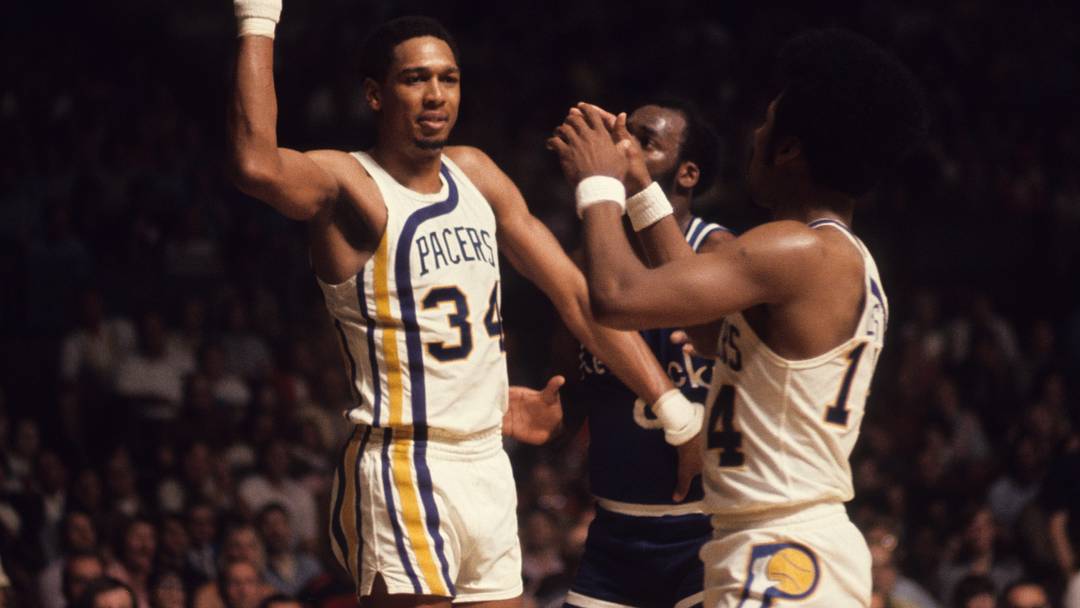 May 1973; USA; FILE PHOTO; Indiana Pacers center Mel Daniels (34) during an ABA game. Mandatory Credit: Malcolm Emmons-USA TODAY Network.