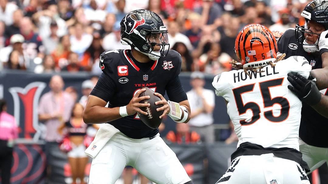 Sep 20, 2026; Houston, Texas, USA;  Houston Texans quarterback C.J. Stroud (7) looks to throw during the first quarter against the Cincinnati Bengals at Reliant Stadium.  Mandatory Credit: Troy Taormina-Imagn Images