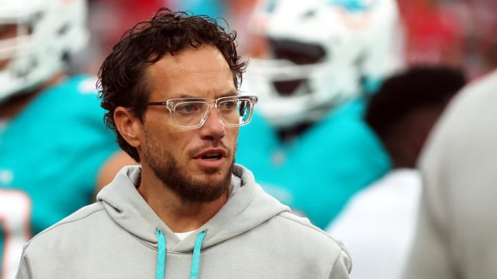 Miami Dolphins head coach Mike McDaniel looks on against the Tampa Bay Buccaneers at Raymond James Stadium.