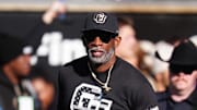 Nov 16, 2024; Boulder, Colorado, USA; Colorado Buffaloes head coach Deion Sanders looks on before the game against the Utah Utes at Folsom Field. 
