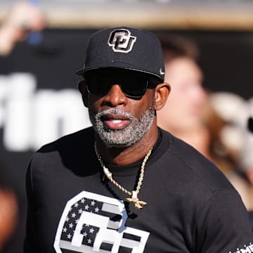 Nov 16, 2024; Boulder, Colorado, USA; Colorado Buffaloes head coach Deion Sanders looks on before the game against the Utah Utes at Folsom Field. 