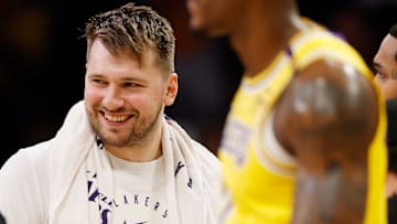 Luka Doncic was all smiles in his first game as a Laker