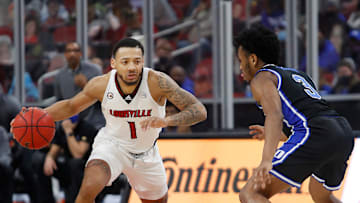 Louisville's Carlik Jones dribbles the ball against Duke's Jeremy Roach.
01/23/21