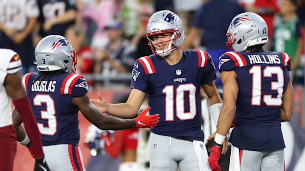 Drake Maye, DeMario Douglas, and Mack Hollins