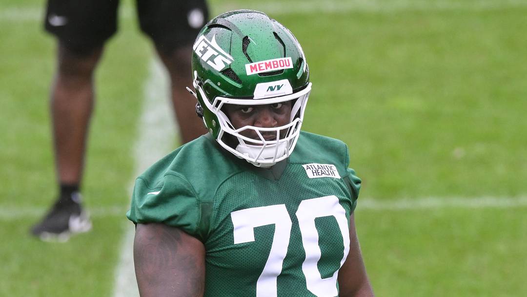New York Jets offensive tackle Armand Membou New York Jets offensive tackle Armand Membou