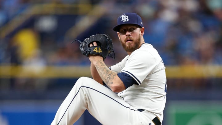 Tampa Bay Rays pitcher Chris Devenski (48) throws a pitch against the San Francisco Giants in the sixth inning at Tropicana Field on April 13.
