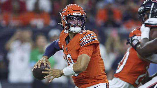 Caleb Williams grips it and lets fire with a pass against the Texans en route to one of the worst starts for a rookie QB starter in recent team history.