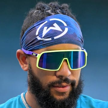 Seattle Mariners shortstop J.P. Crawford (3) warms up prior to the game against the Los Angeles Angels at Angel Stadium on July 24.