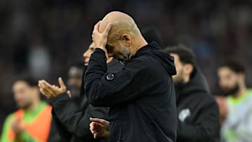 Pep Guardiola lors de Aston Villa - Manchester City. Pep Guardiola lors de Aston Villa - Manchester City.