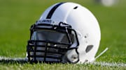Nov 16, 2013; University Park, PA, USA; General view of a Penn State Nittany Lions helmet prior to the game against the Purdue Boilermakers at Beaver Stadium.  Mandatory Credit: Rich Barnes-Imagn Images