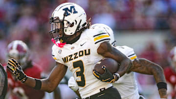 Oct 26, 2024; Tuscaloosa, Alabama, USA;  Missouri Tigers wide receiver Luther Burden III (3) runs the ball against the Alabama Crimson Tide during the second quarter at Bryant-Denny Stadium. Mandatory Credit: Will McLelland-Imagn Images