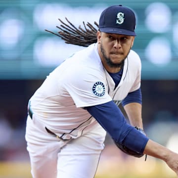 Seattle Mariners pitcher Luis Castillo throws during a game against the Pittsburgh Pirates on July 5 at T-Mobile Park.