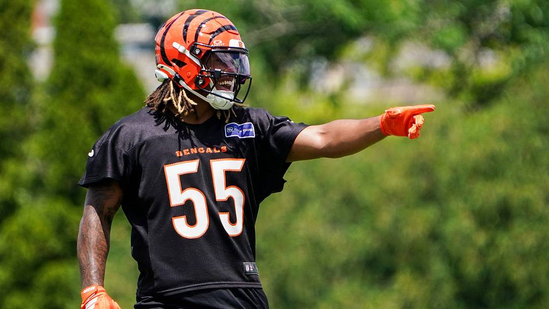 Cincinnati Bengals defensive end Cashius Howell (55) during minicamp, Tuesday, June 16, 2026, at Kettering Health Practice Fields in downtown Cincinnati.